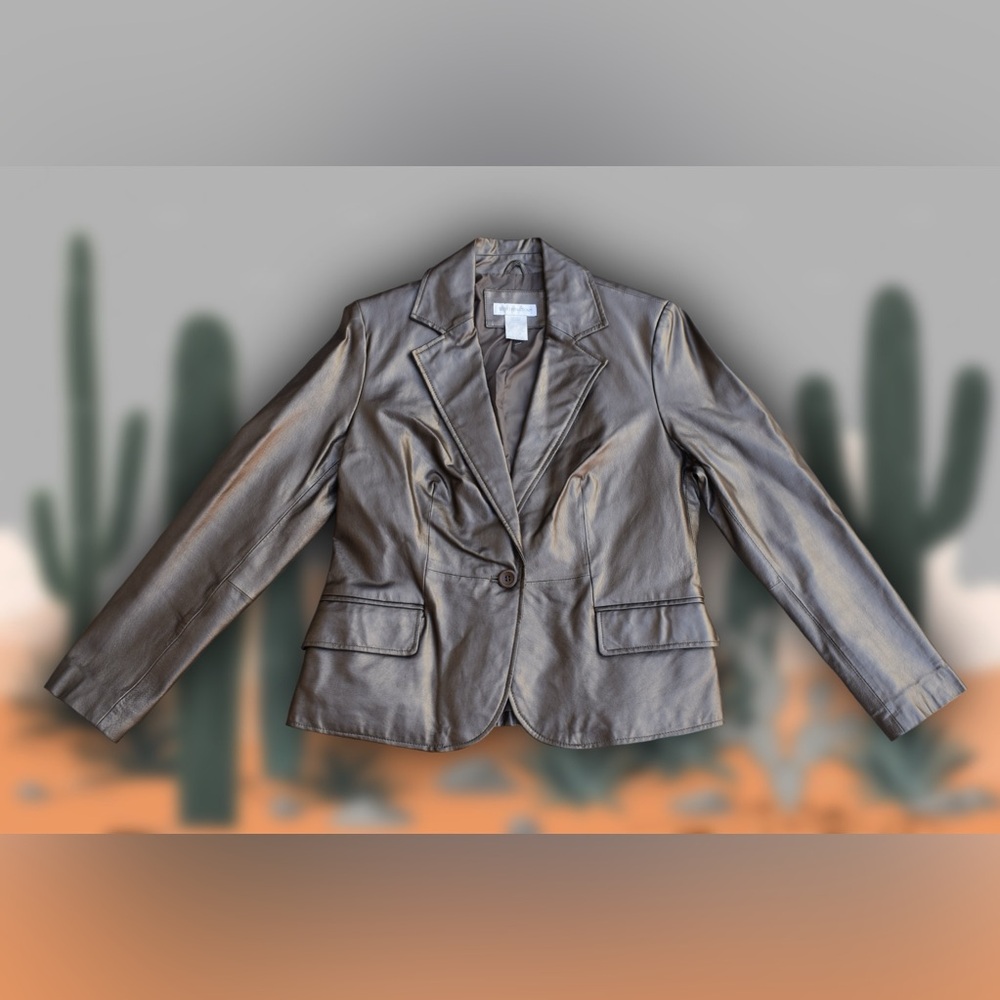 Vintage Worthington Silver Leather Jacket Sz L